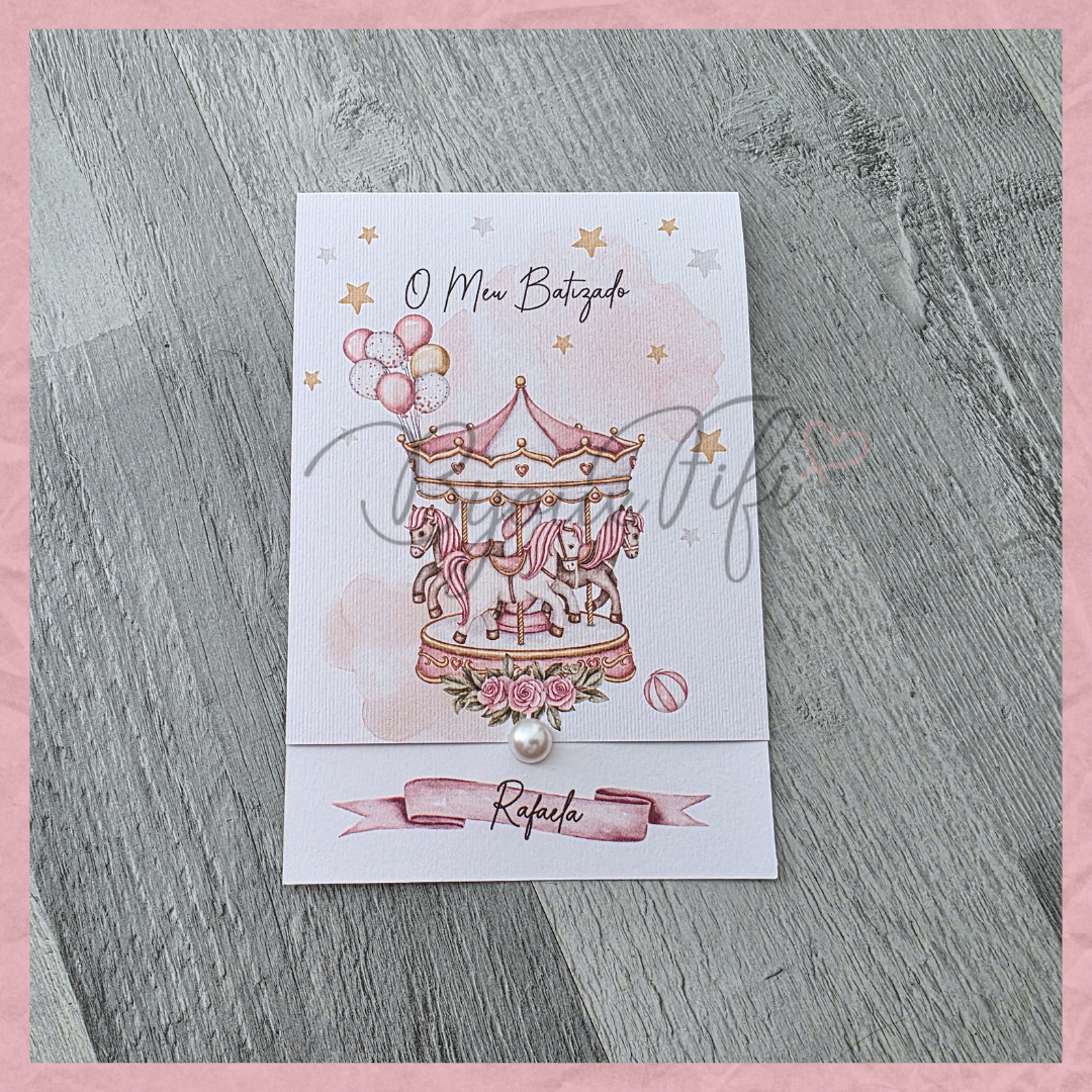 Convite dobrado "Fun Park" Rose