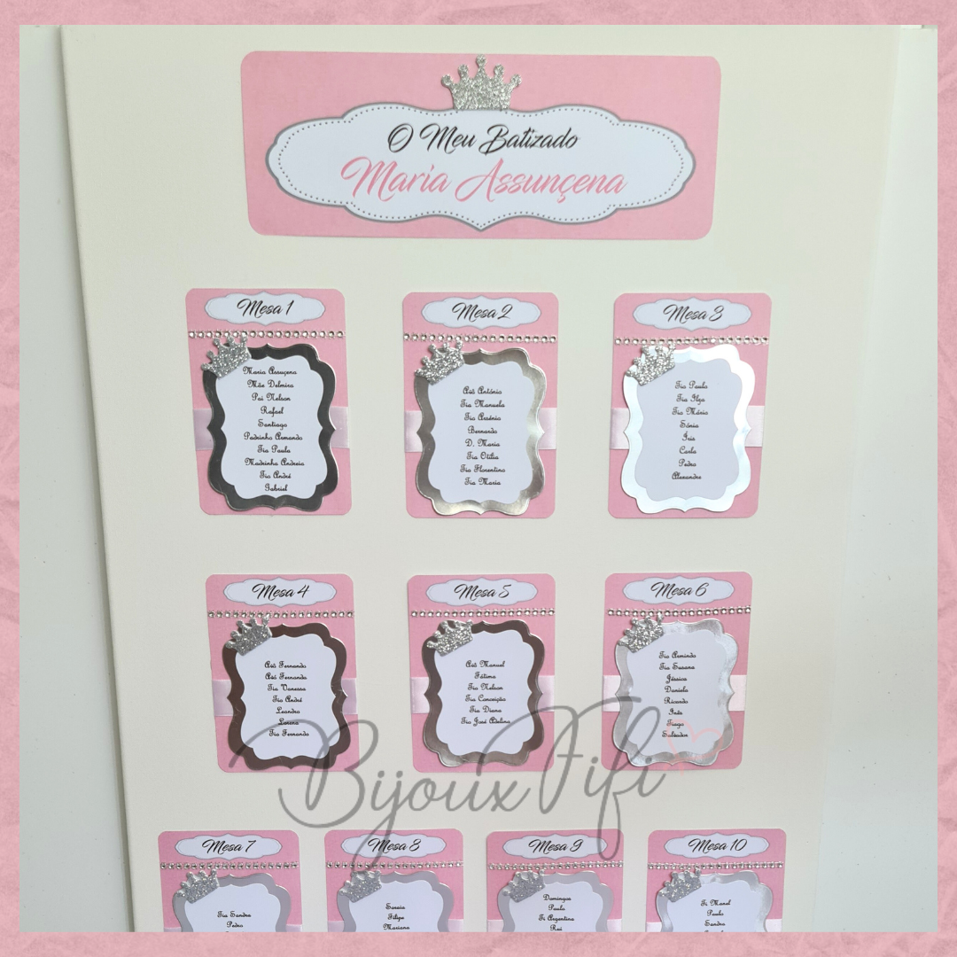 Placar de Seating-Plan Luxo "Crown Rose" (+cores)