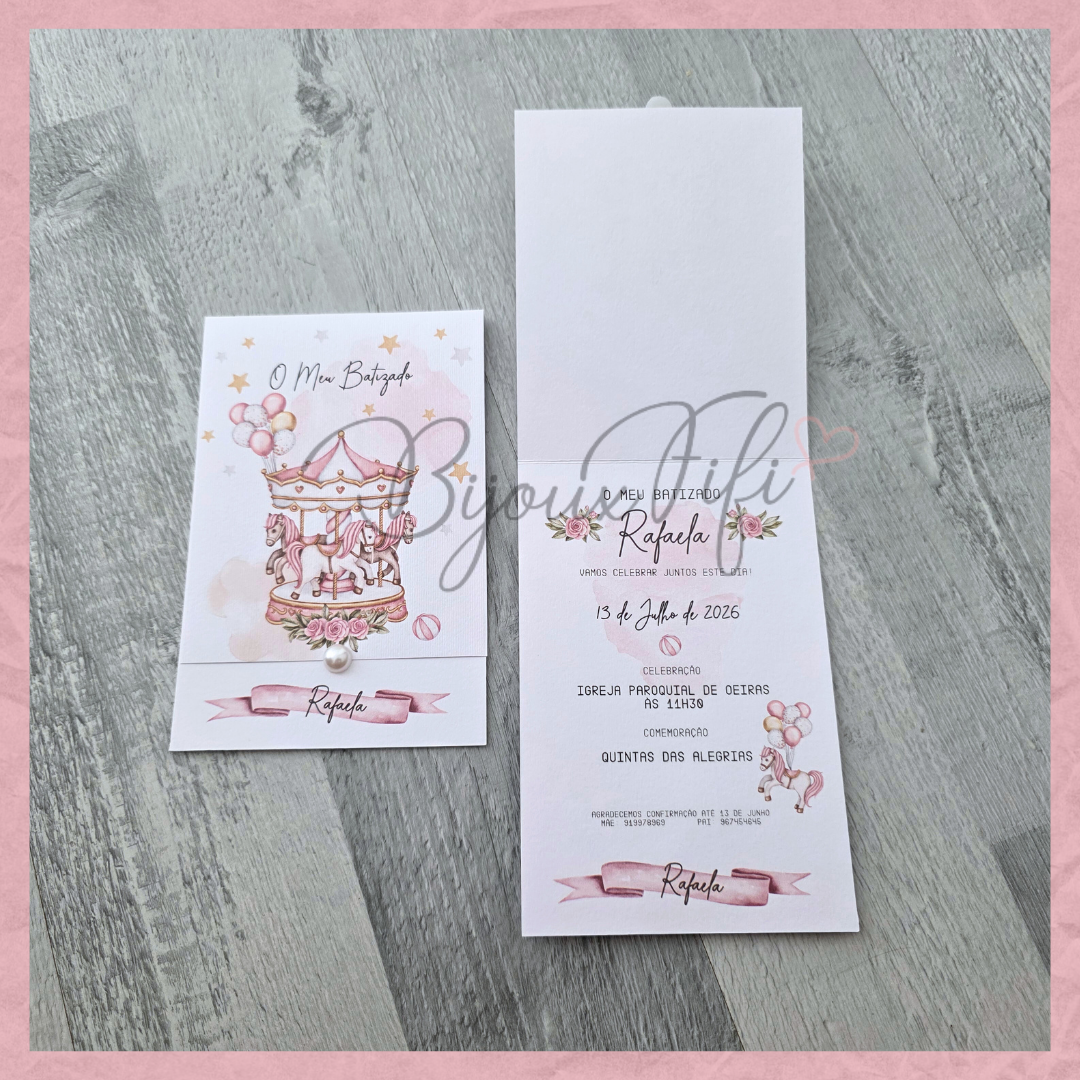 Convite dobrado "Fun Park" Rose