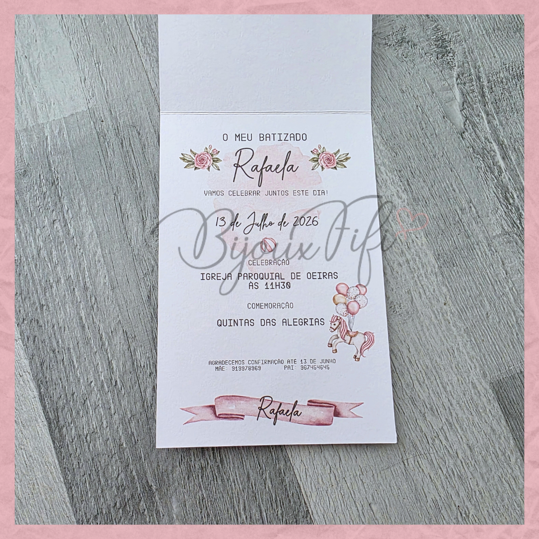 Convite dobrado "Fun Park" Rose