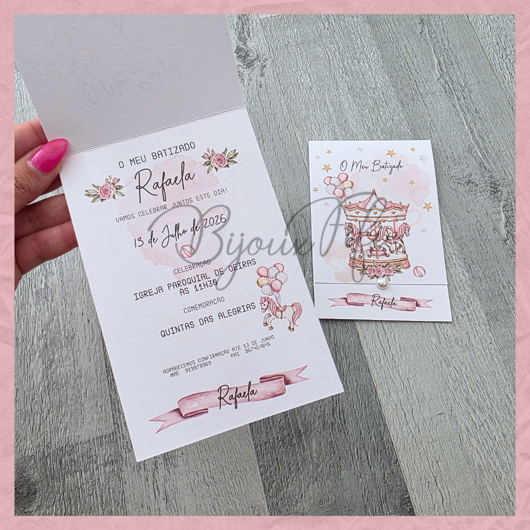 Convite dobrado "Fun Park" Rose