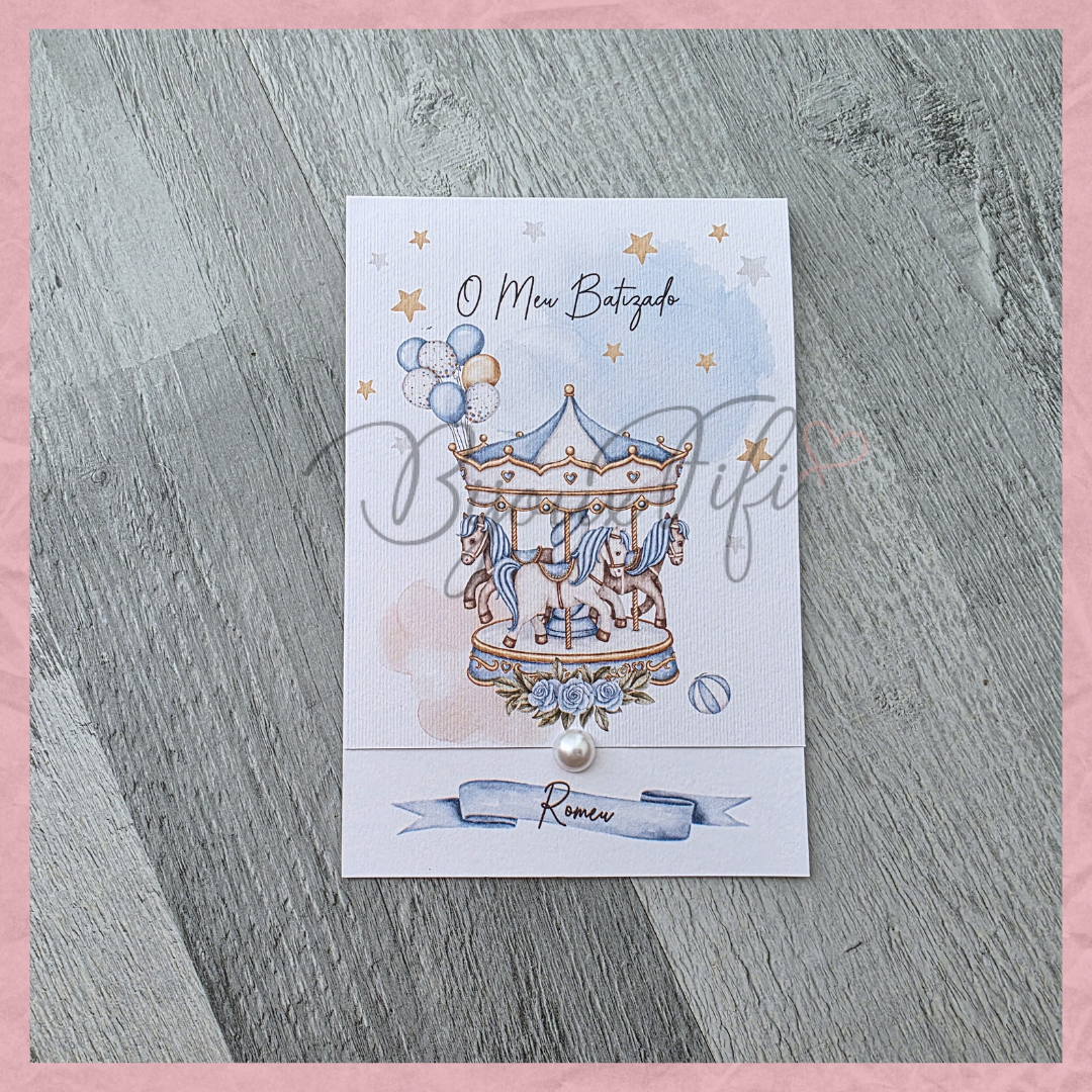 Convite dobrado "Fun Park" Blue