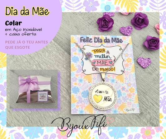 Colar Amo-te Mãe Prateado