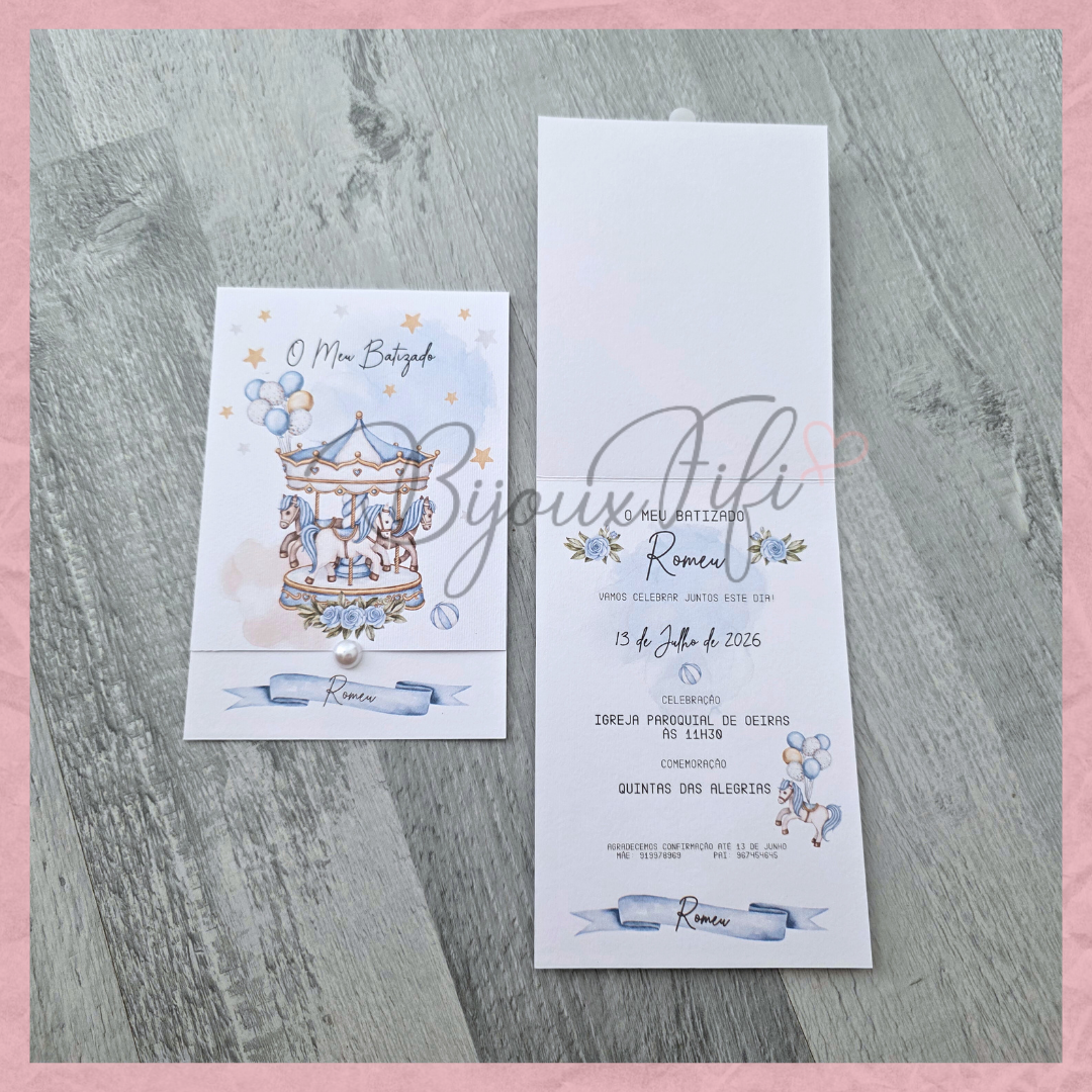 Convite dobrado "Fun Park" Blue