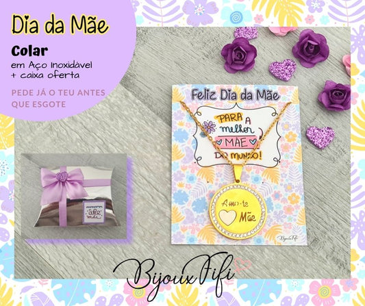 Colar Amo-te Mãe Dourado