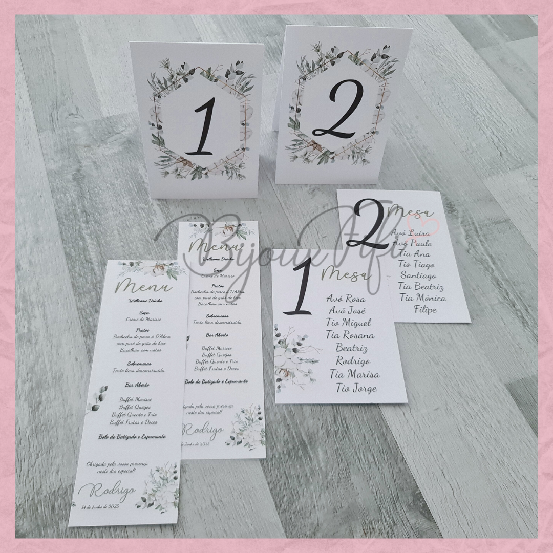 Cartões Seating Plan "Pure Cotton" MB048