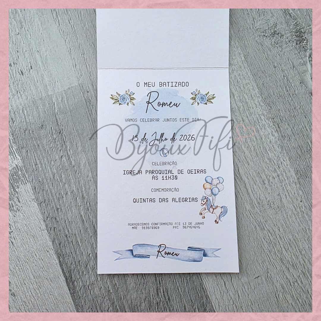 Convite dobrado "Fun Park" Blue