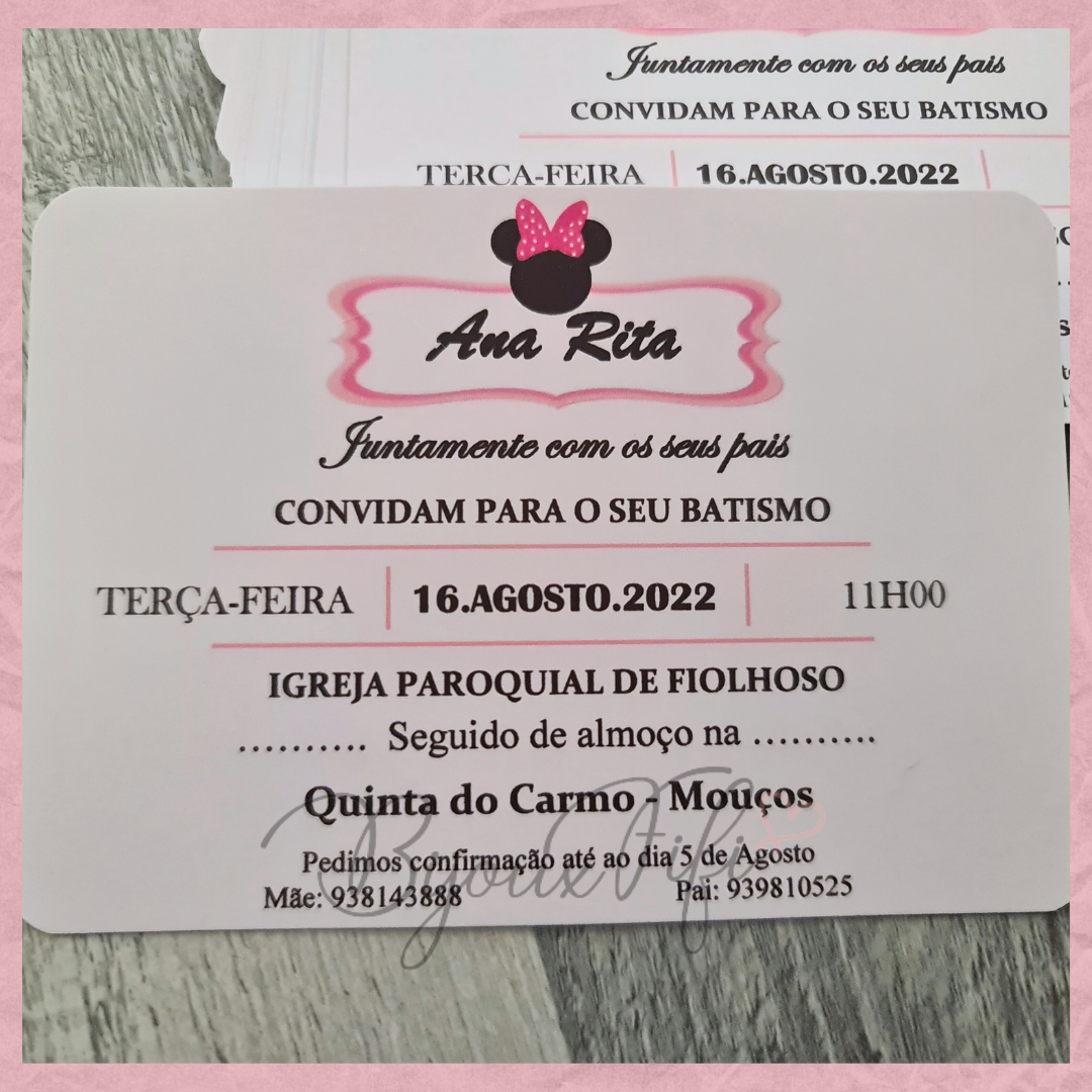 Convite Cartão Simples "Minnie"